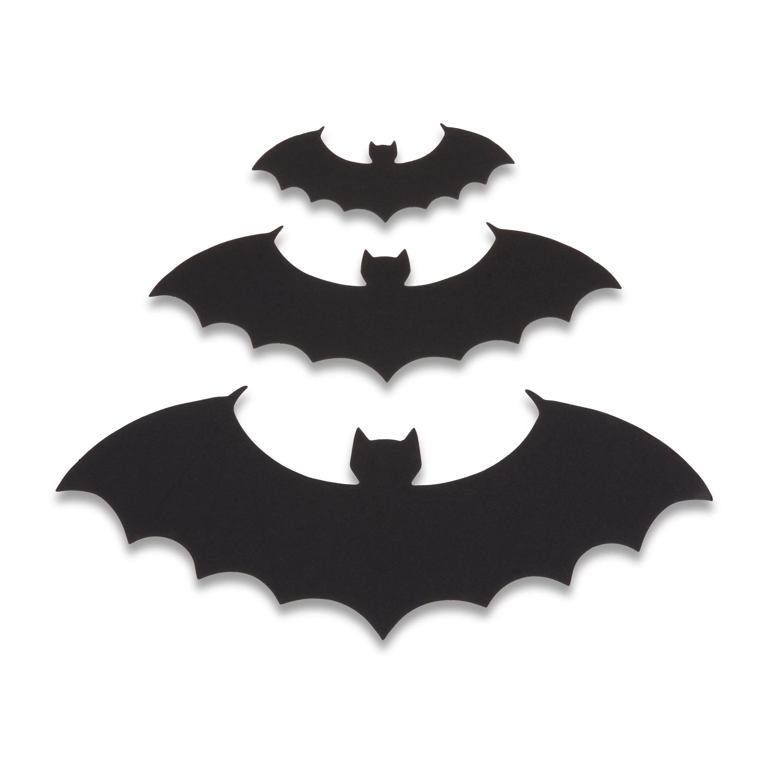 Halloween Bat Paper Cutouts Indoor Decor, Adult, 11" x 4.25", 8" x 2.75", and 4.5" x 2", 12 Count... | Walmart (US)