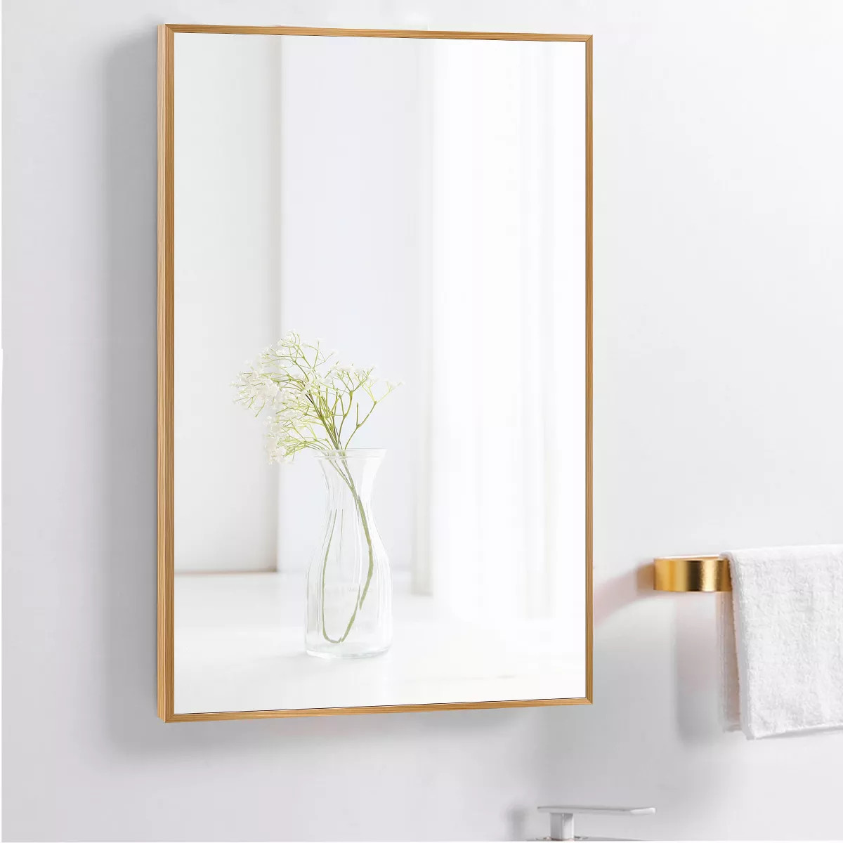 Dovelina Rectangular Wall Mirror Metal Framed Decorative Wall Mirror Large Mirror - 38"x26", Gold | Target