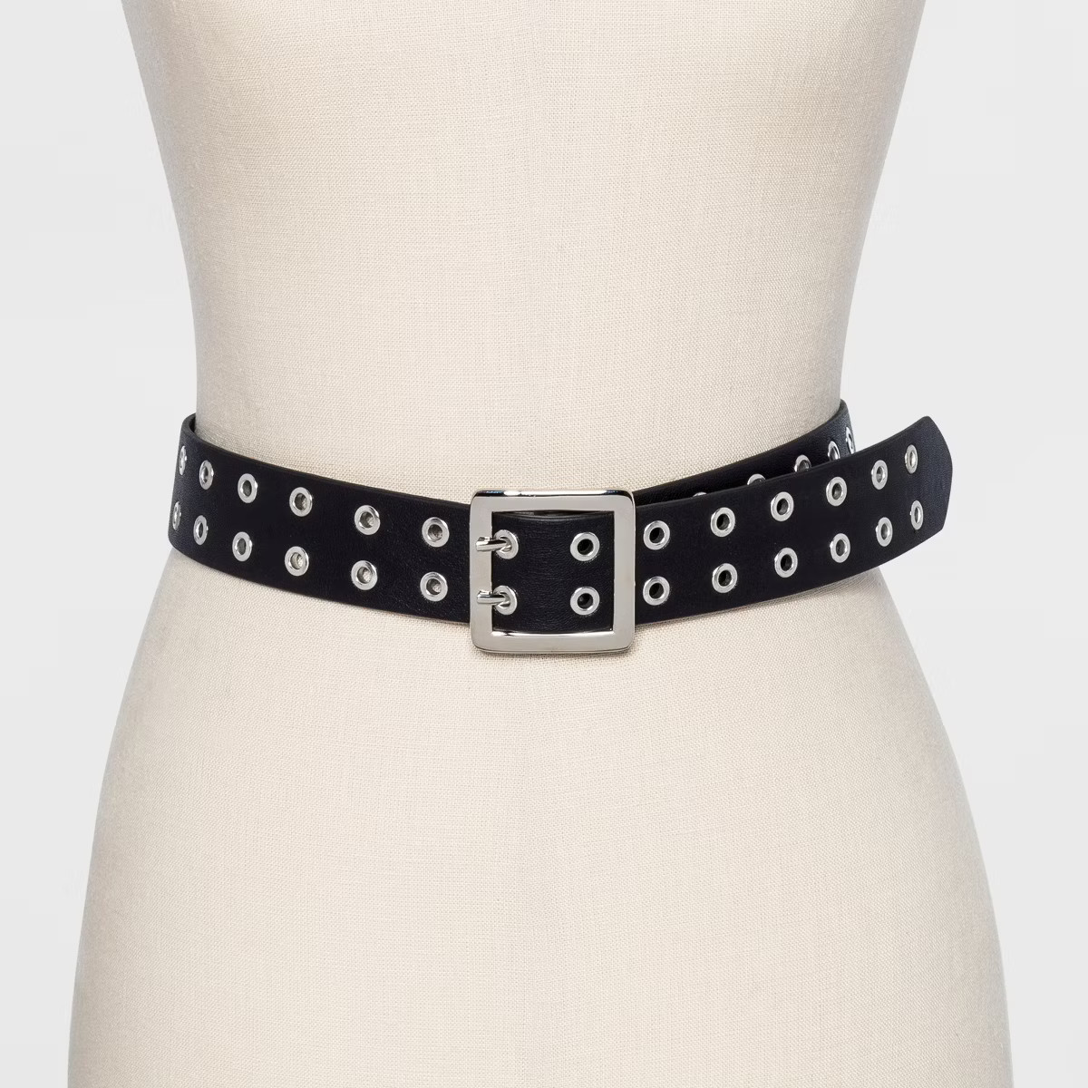 Women's Double Laser Cut Adjustable Western Grommet Belt - Wild Fable™ Black | Target