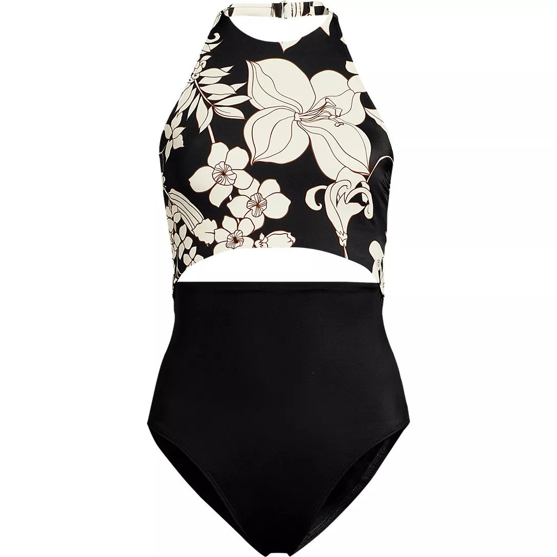 Women's Tugless Halter Monokini High Leg One Piece Swimsuit | Lands' End (US)