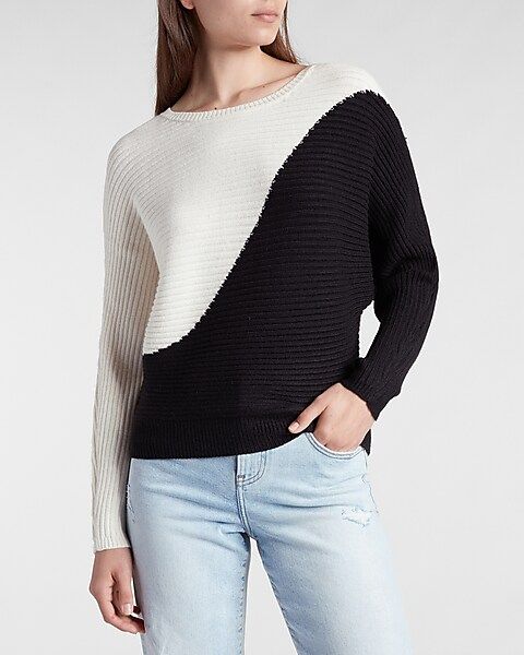 Ribbed Color Block Sweater | Express