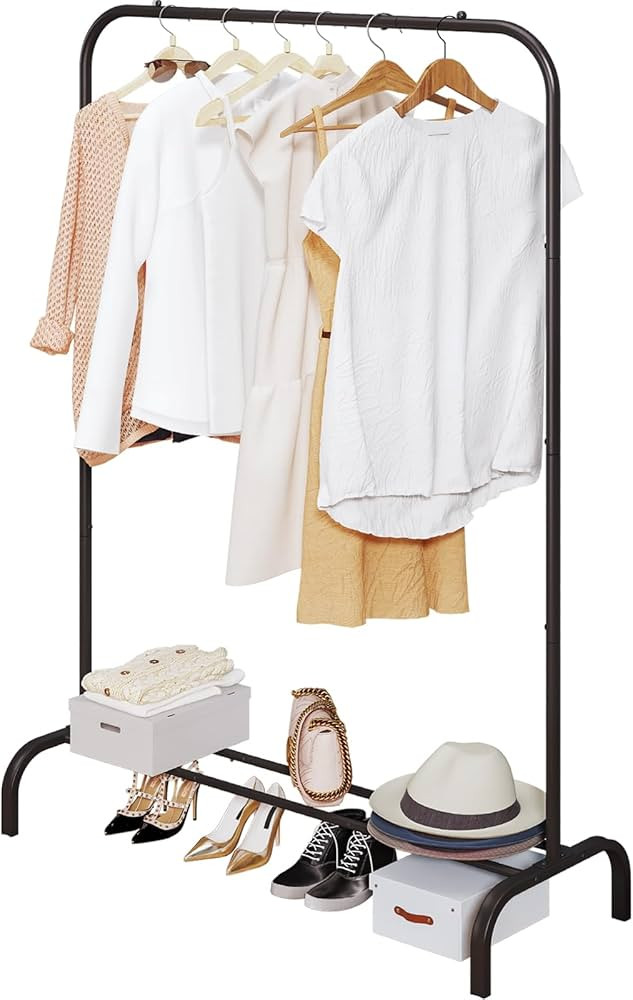 Garment Rack for Hanging Clothes Rack Heavy Duty Portable with Bottom Metal Shelf Drying Coats Sh... | Amazon (US)