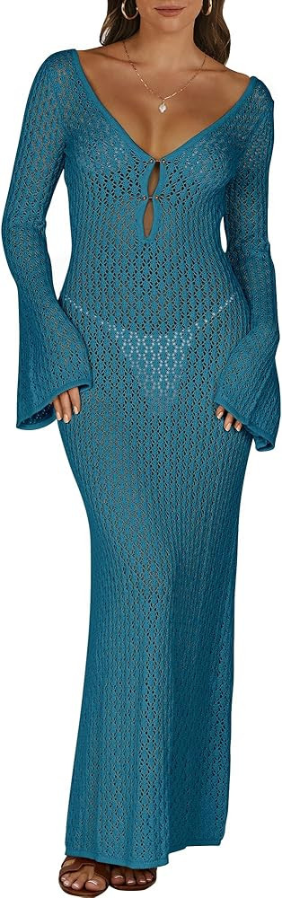 ANRABESS Women Swimsuit Swim Crochet Cover Up Knit Bathing Suit Swimwear 2026 Summer Bodycon Beac... | Amazon (US)