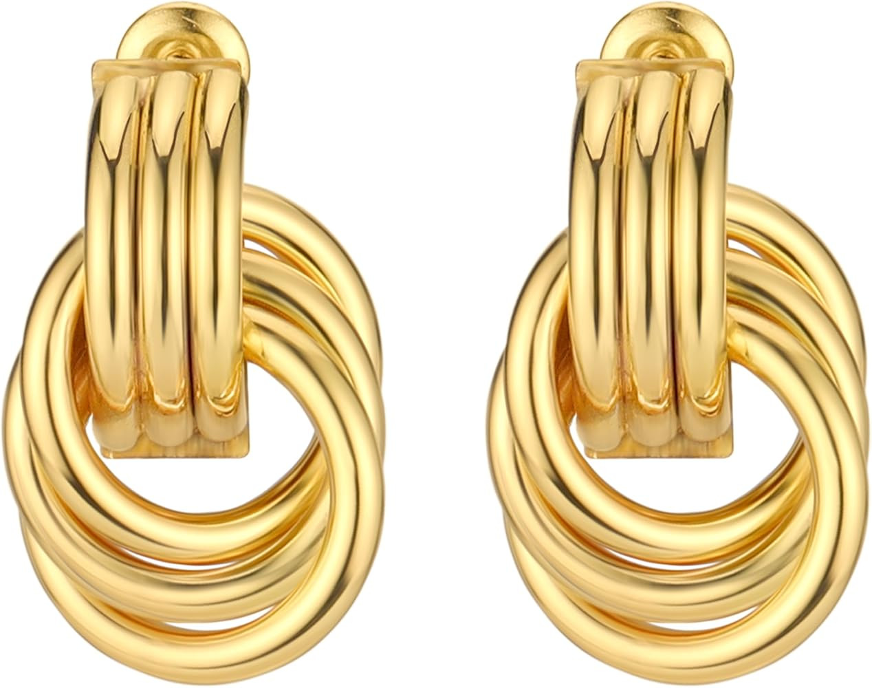 Reoxvo Geometric Drop Dangle Earrings for Women Trendy Lightweight chunky Gold Plated Kont Big Ea... | Amazon (US)