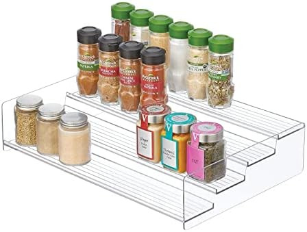 mDesign Plastic Kitchen Food Storage Organizer 4-Tiered Shelves, Spice Holder Rack Steps for Cabi... | Amazon (US)