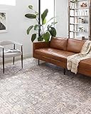 Loloi II Skye Collection Printed Distressed Vintage Area Rug, 3'-6" x 5'-6", Grey/Apricot | Amazon (US)