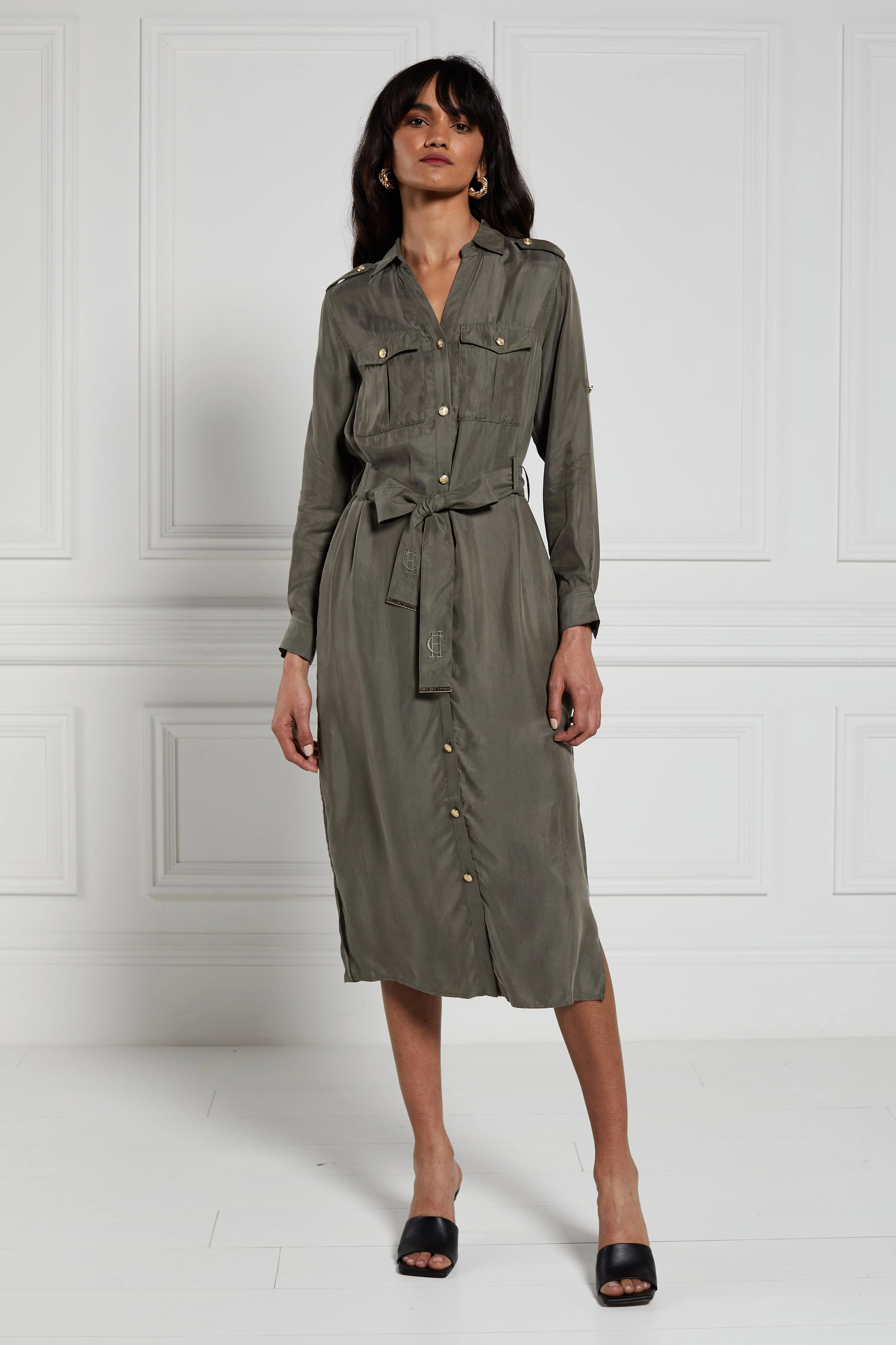 Military Midi Dress (Khaki) | Holland Cooper