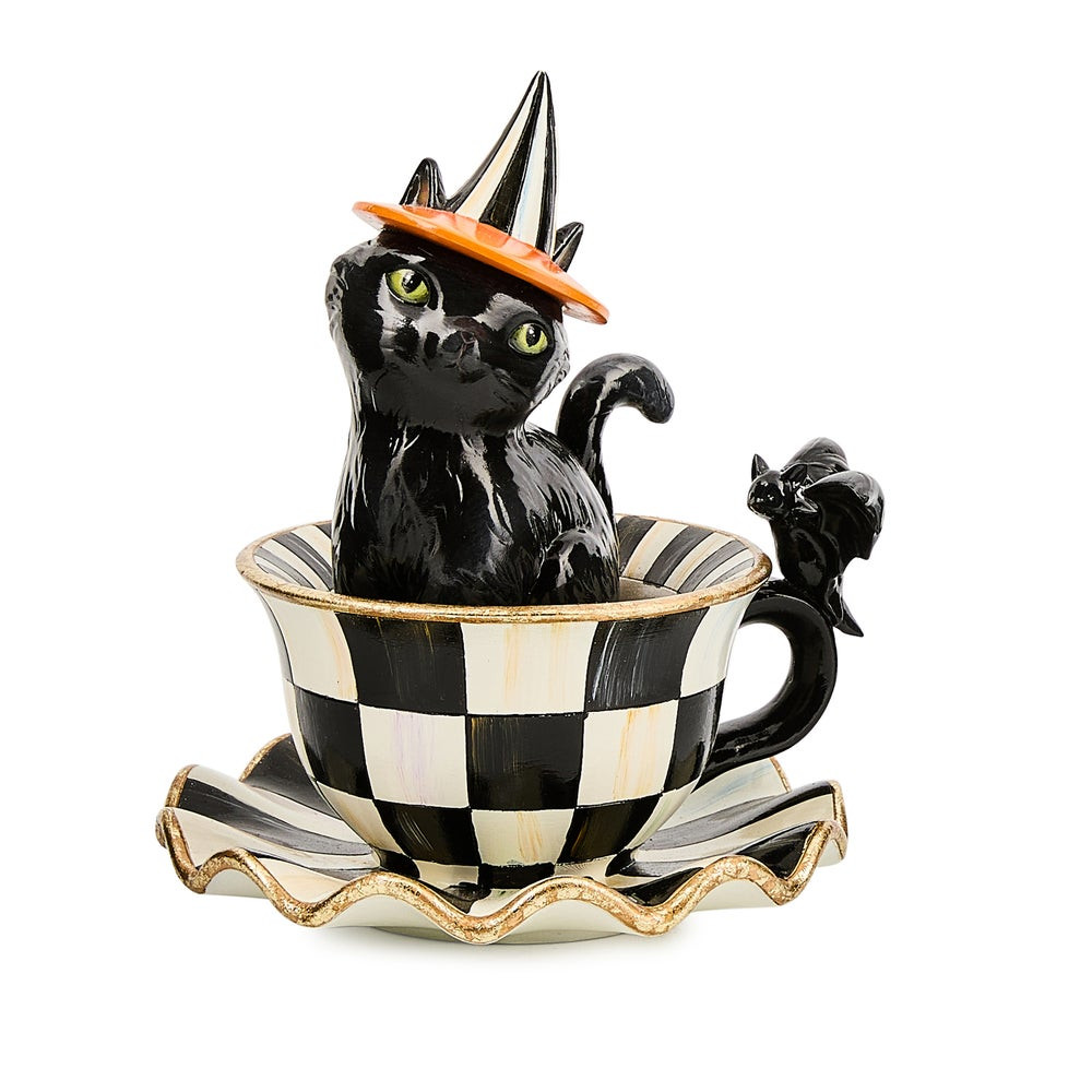 Courtly Check Teacup Cat Decor | MacKenzie-Childs
