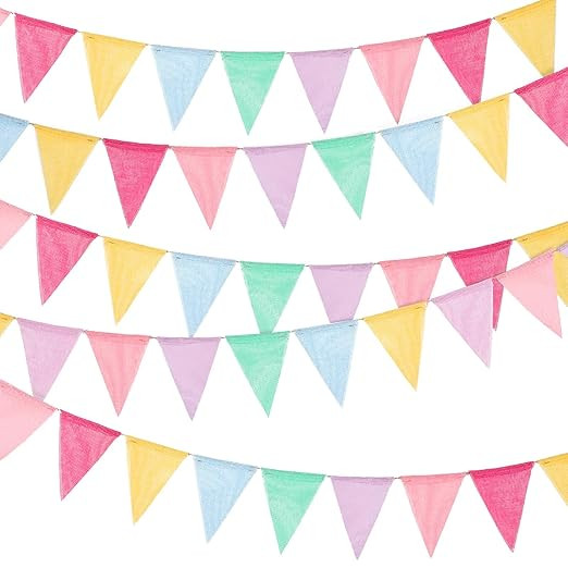 Tatuo Multicolored Pennant Flags Bunting Banner Pastel Fabric Triangle Flag Garland for Birthday ... | Amazon (US)