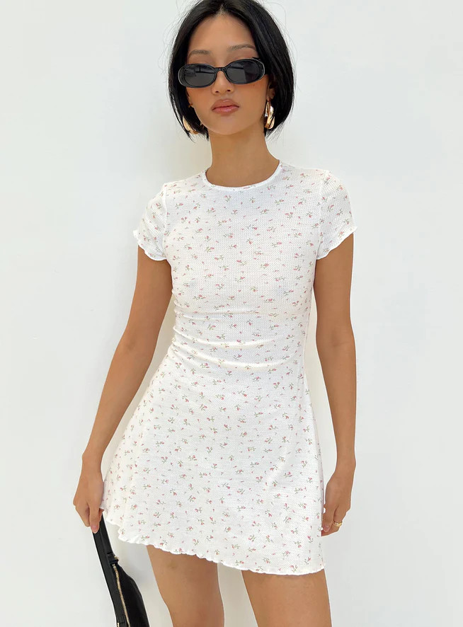 Patton Mini Dress White Floral | Princess Polly US