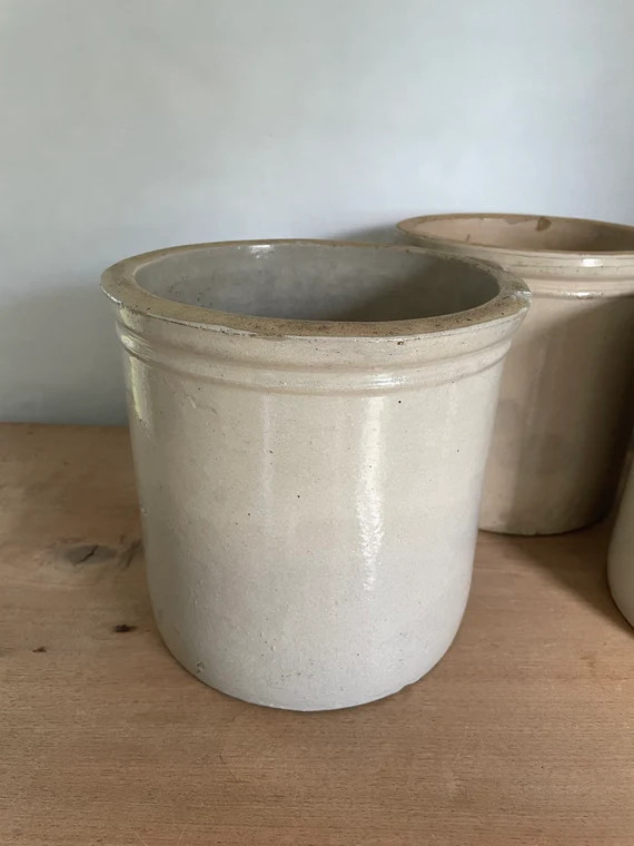 Antique Cream Stoneware Crock, Crock, Antique Crock, Cream Crock, Utensil Crock, Kitchen Decor, P... | Etsy (US)