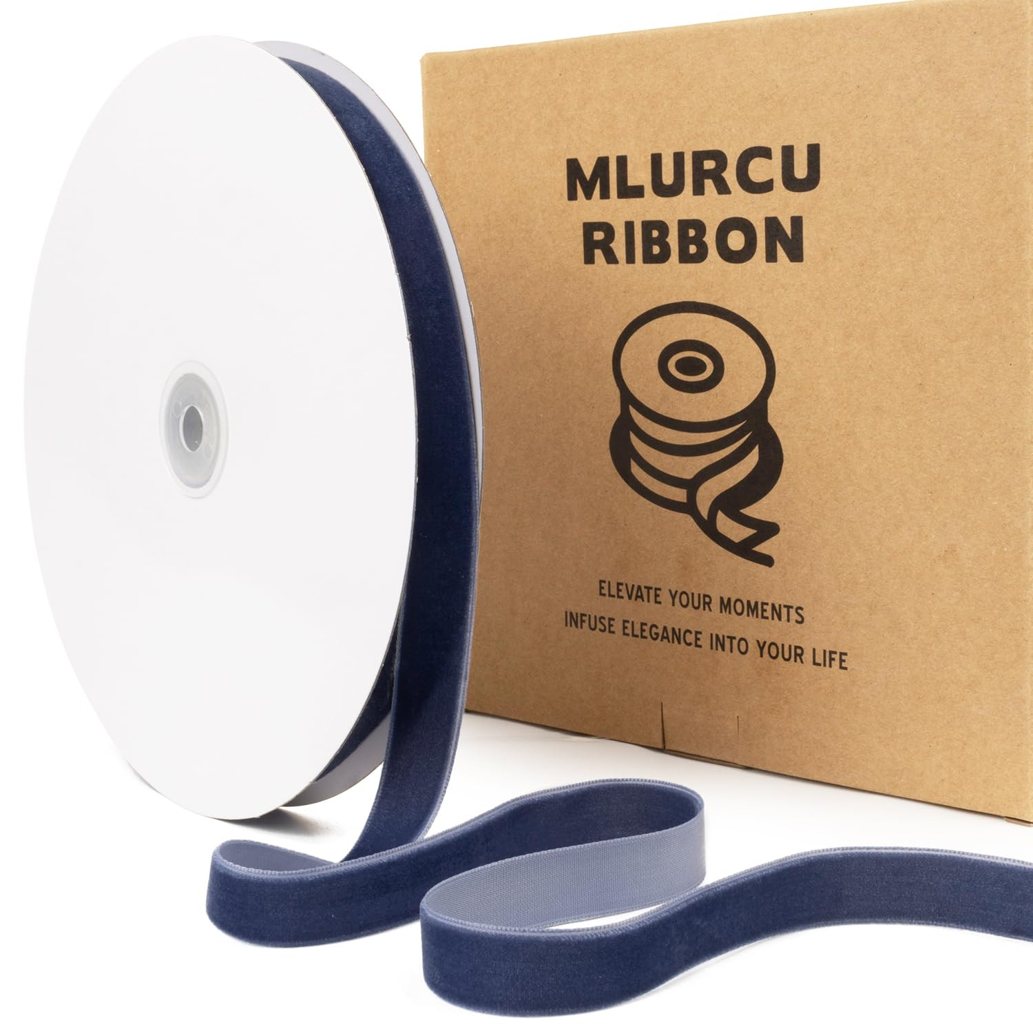 Navy Blue Velvet Ribbon 5/8 Inch 25 Yards Vintage Navy Blue Velvet Ribbon for Christmas Tree Orna... | Amazon (US)