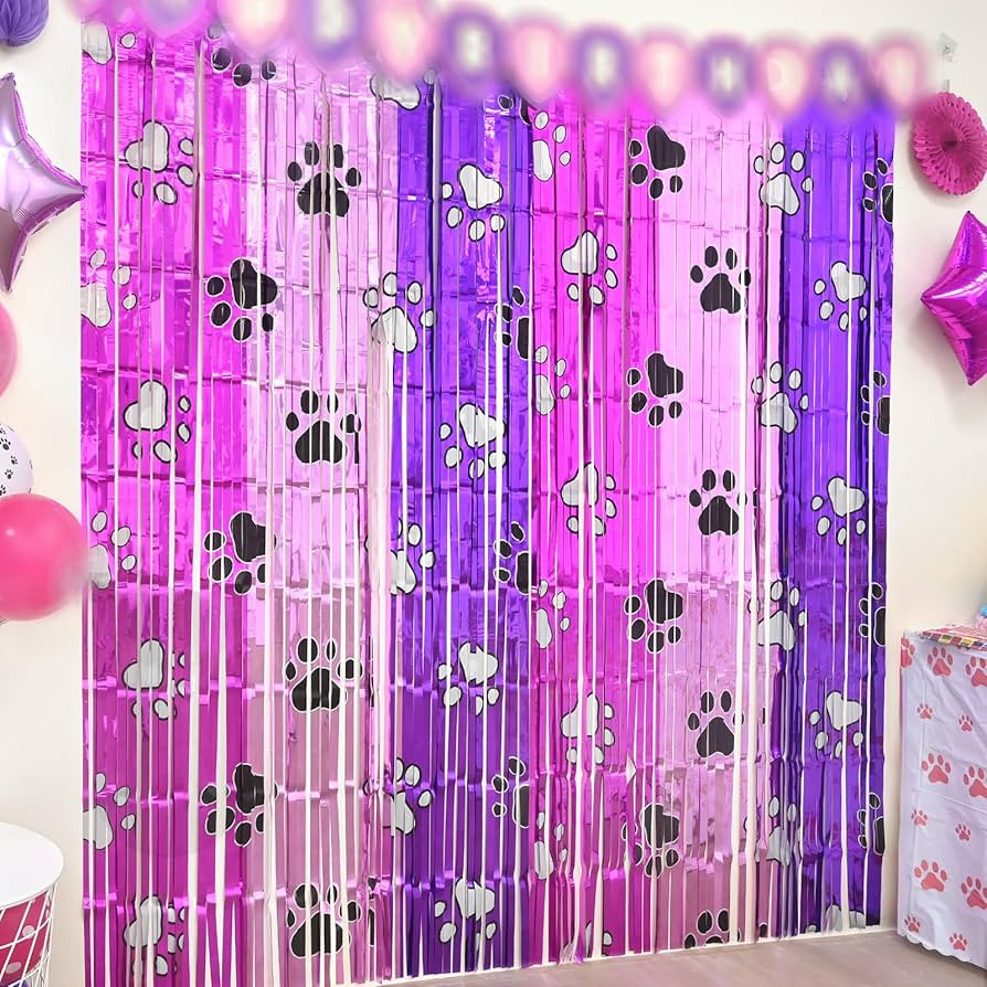 Bupelo Pink Paw Birthday Decorations, 2 Pack Pink and Light Purple Birthday Party Supplies 3.3 x ... | Amazon (US)