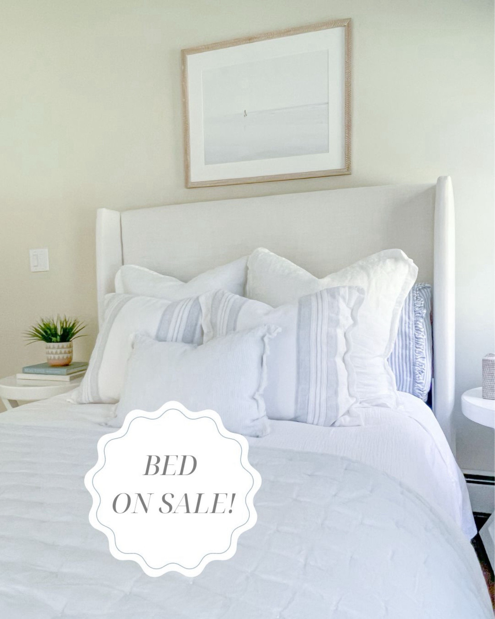My guest room bed (and linen quilt) are both on sale this Black Friday weekend! This is the full size (in the TIlly White fabric) but we actually have the SAME bed in our primary bedroom in the king size! It definitely has that Pottery Barn price, without the price tag!

——————--


Coastal home decor, coastal style, neutral home, guest room decor, guest bedroom, coastal bedroom decor, coastal interiors, bedroom ideas, coastal decorating, beach home, beach house style, beach house decor, decorative throw pillow, bed pillow styling, planter pot, soft linen pillow covers, blue and white decor, linen quilt, blue bedding, white bedding, blue quilt, coastal bedding. serena & lily light blue quilt, neutral bed, white bed, Wayfair bed, upholstered bed, pottery barn look for less, Nantucket striped linen pillowcase, pillow styling, bedroom ideas, neutral bedroom, bedroom pillow styling, striped pillows, target pillows, blue and white pillows, affordable bed, pottery barn look for less, Tilly bed, water bed, beds on sale, affordable beds, Wayfair beds, upholstered beds, white beds, coastal beds, primary bedroom ideas, white bedding, blue & white bedding, coastal artwork, wall decor, beach art, blue & white decor

#LTKCyberWeek #LTKSaleAlert #LTKHome