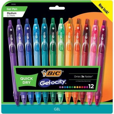 BIC Gel-ocity Quick Dry Gel Pens 0.7mm Medium Point Multicolor 12ct | Target