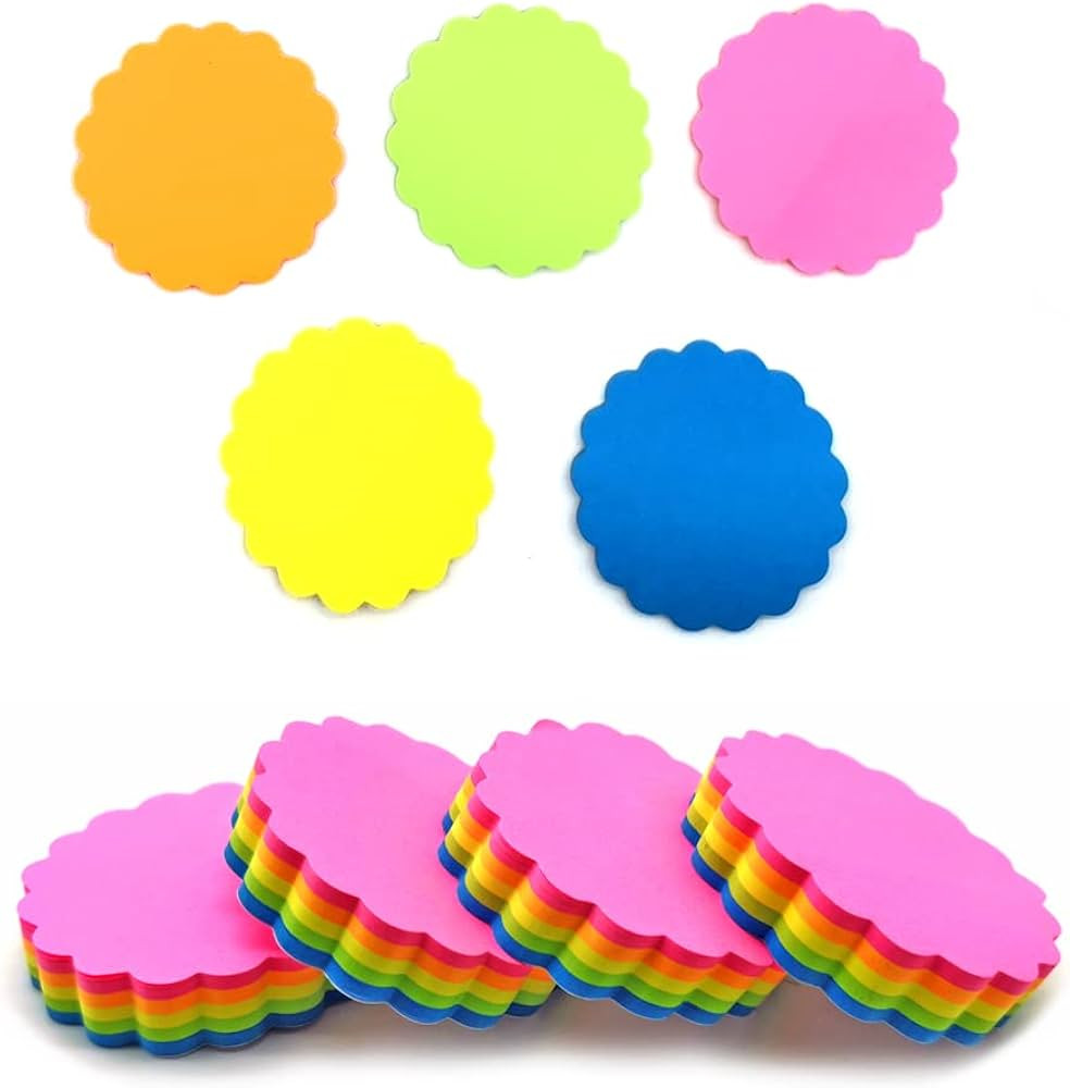 Saktopdeco Mini Colorful Sticky Notes lace Round Shaped Sticky Notes Fun Self-Stick Memo Pads Set... | Amazon (US)