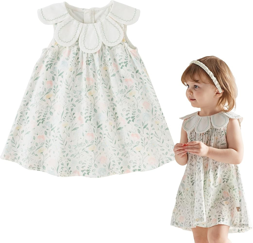 DAVE&BELLA Toddler Girl Boho Dress Sleeveless Floral Princess Dress Baby Kids Beach Holiday Sundr... | Amazon (US)