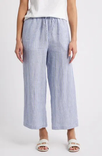 Caslon® Wide Leg Crop Linen Pants | Nordstrom | Nordstrom