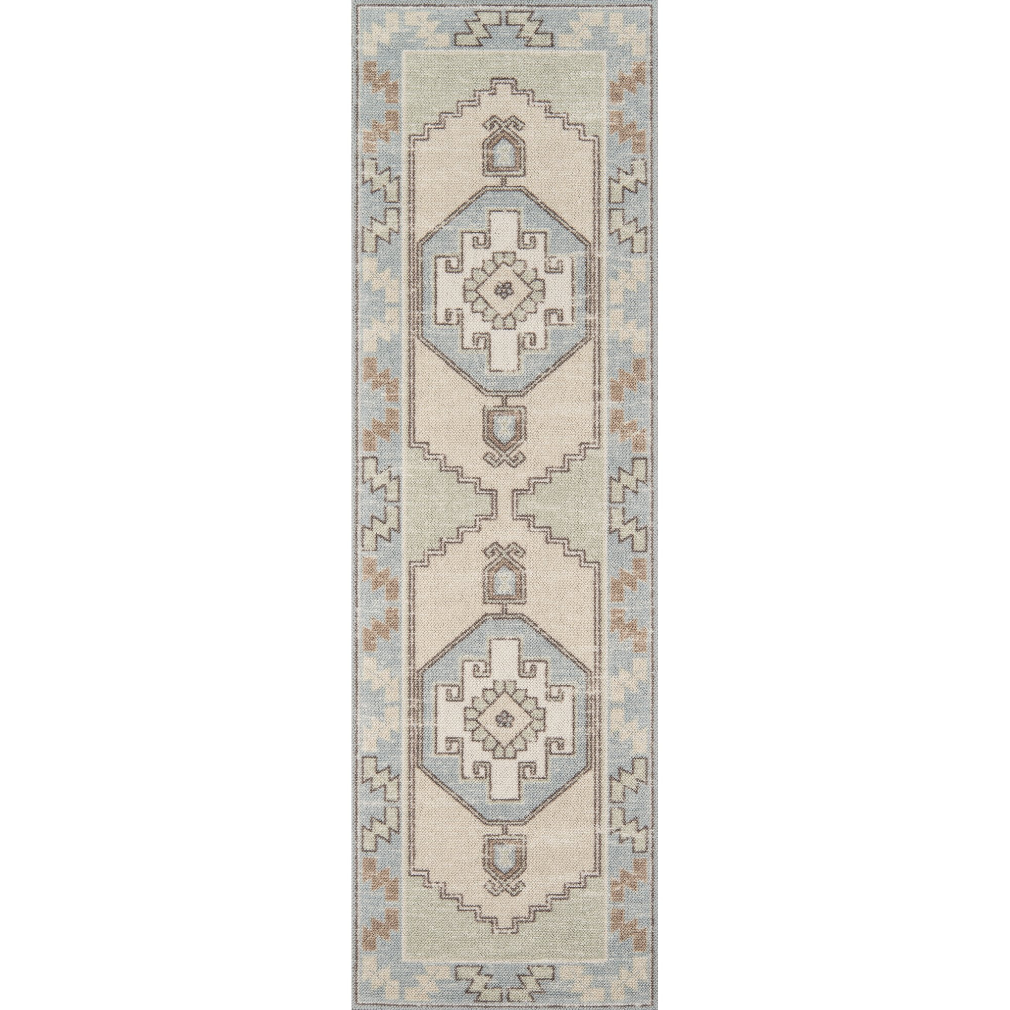 Momeni Anatolia Wool and Nylon Machine Made Light Blue Runner 2'3" X 7'6" | Walmart (US)