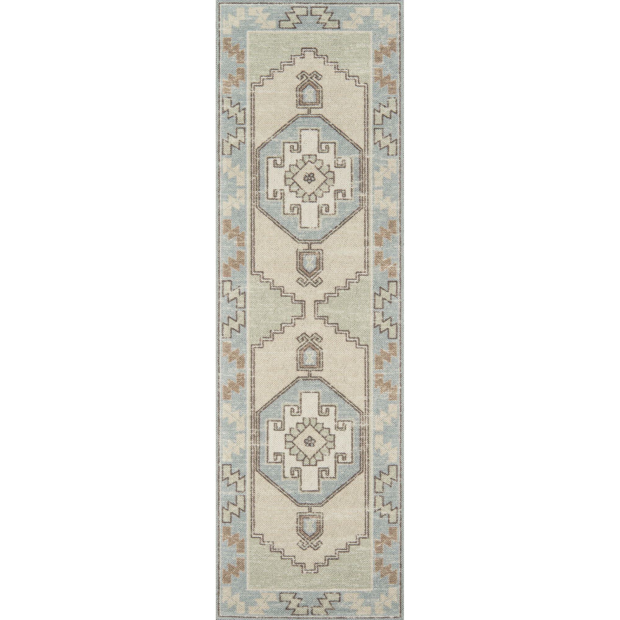 Momeni Anatolia Wool and Nylon Machine Made Light Blue Runner 2'3" X 7'6" | Walmart (US)