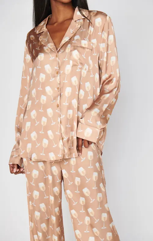 Show Me Your Mumu Classic PJ Set in White Wine Silky at Nordstrom, Size Medium | Nordstrom
