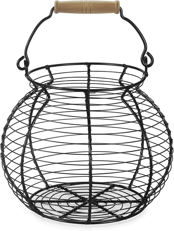 Flexzion Wire Egg Storage Basket w/Vintage Wooden Top Handle for Chicken Egg Carrying Collecting,... | Amazon (US)