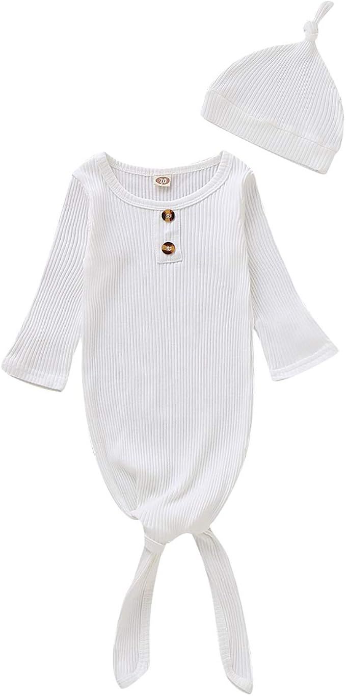 Baby Gown Newborn Cotton Nightgown Long Sleeve Stripe Baby Sleeping Bags Baby Boy Girl Coming Hom... | Amazon (US)