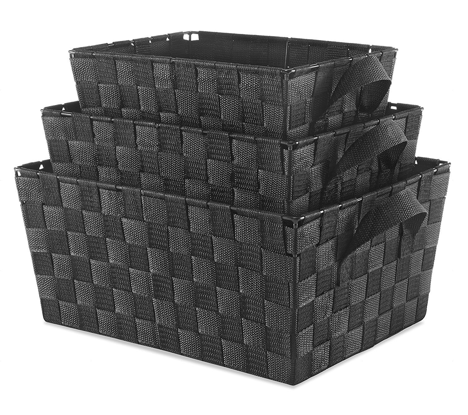 Whitmor Woven Strap Storage Baskets - Black - Set of 3 - Walmart.com | Walmart (US)