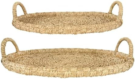 Bloomingville Decorative Handwoven 24" & 28" Oval Seagrass & Rattan Handles (Set of 2 Sizes) Tray... | Amazon (CA)