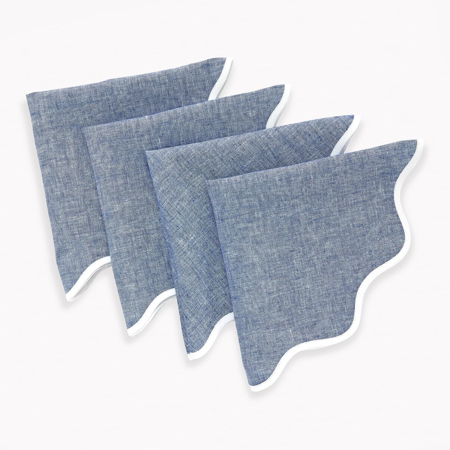 Solino Home 100% Linen Napkins, 20 in Round, White and Indigo, Set of 4 | Amazon (US)