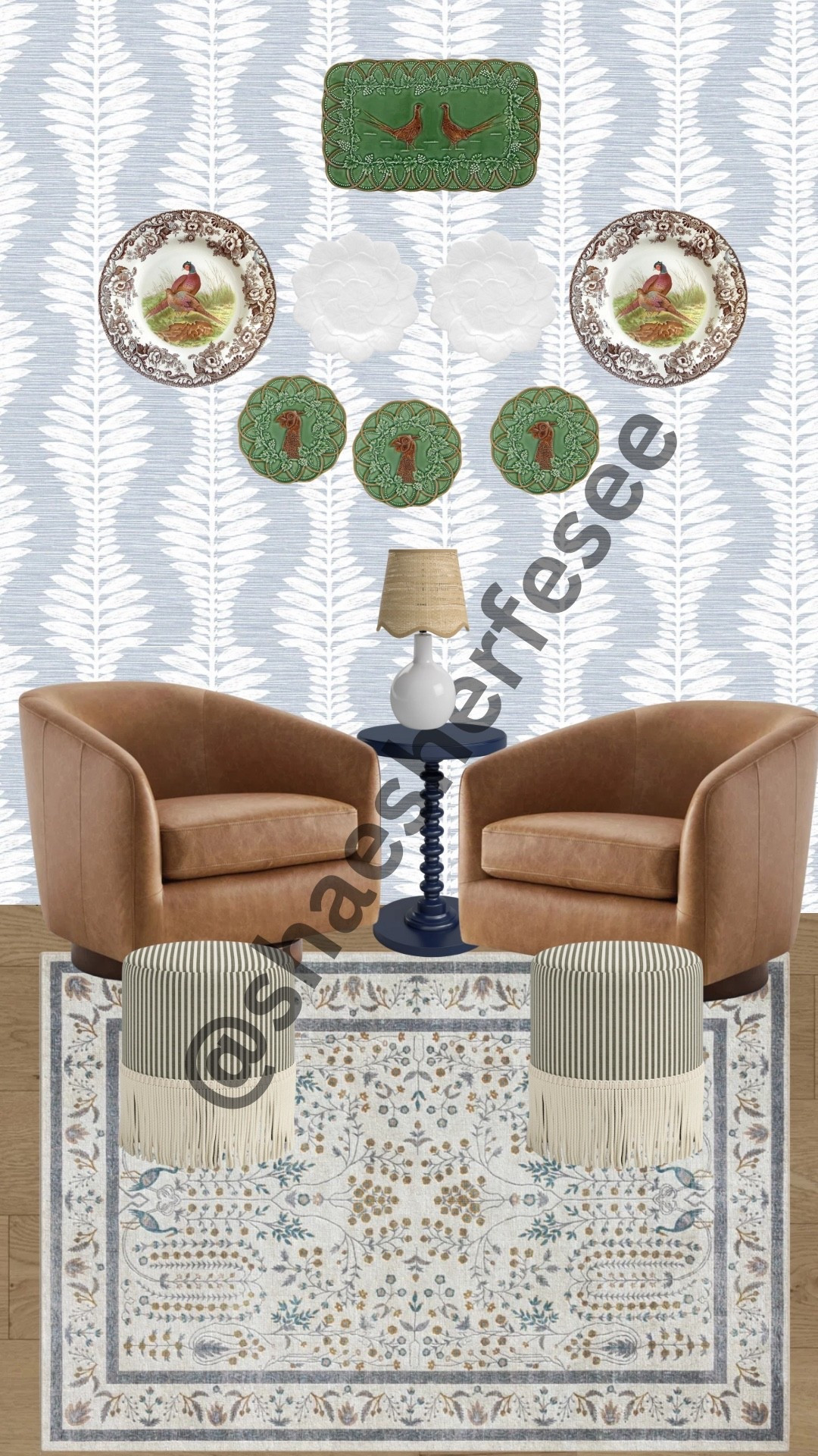 A cozy corner made for conversation and coffee. Vintage bird plates meet rich leather and moody blues—bringing Southern charm and a touch of tradition to this layered sitting space.

#LTKHome #LTKStyleTip #LTKSaleAlert