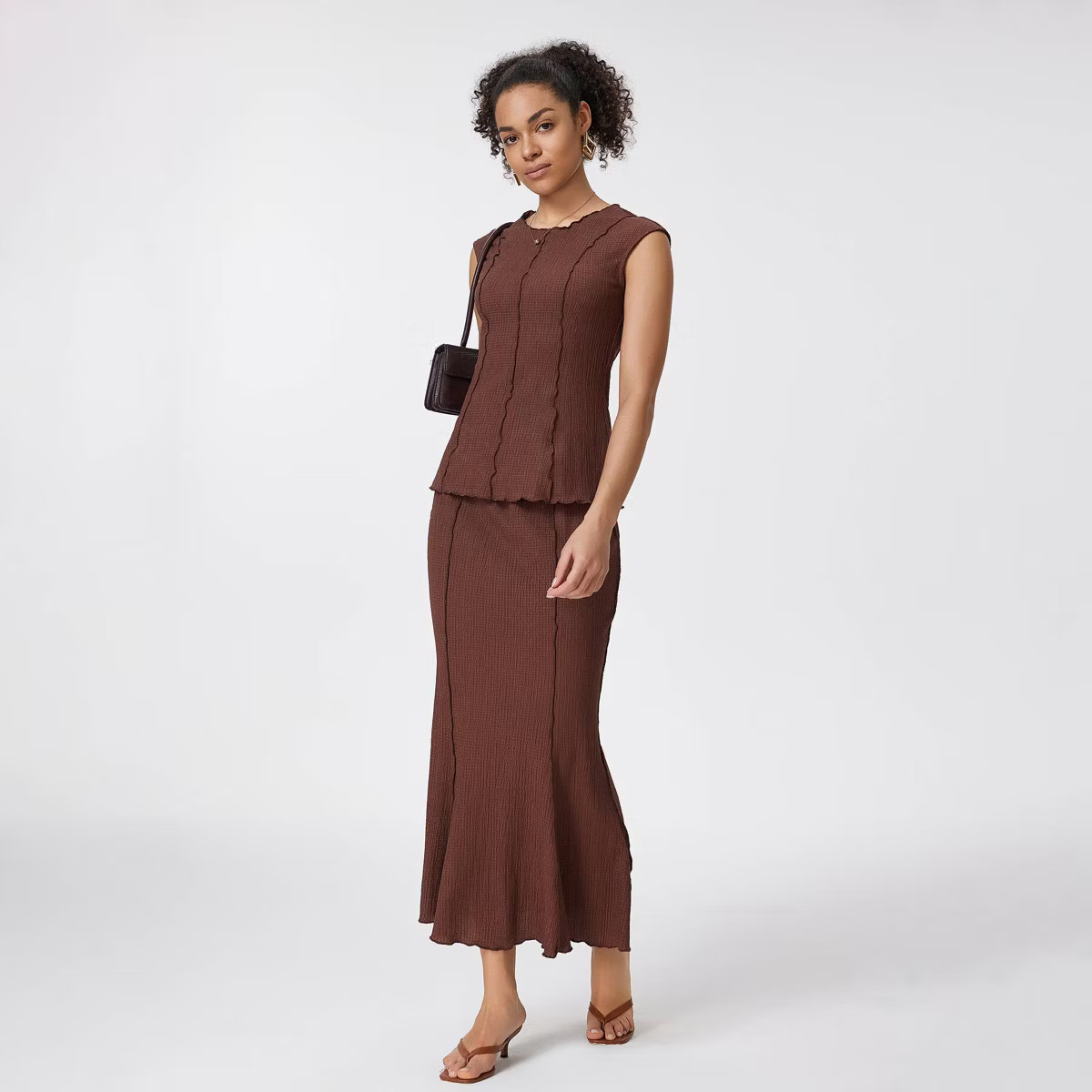 Women's Short Sleeve Textured Blouse - A New Day™ Brown | Target