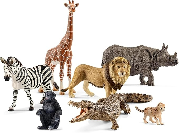 Schleich Wild Life - 7PC Savannah Animal Toy Bundle - Safari Toy Set with Rhino, Crocodile, Cheet... | Amazon (US)