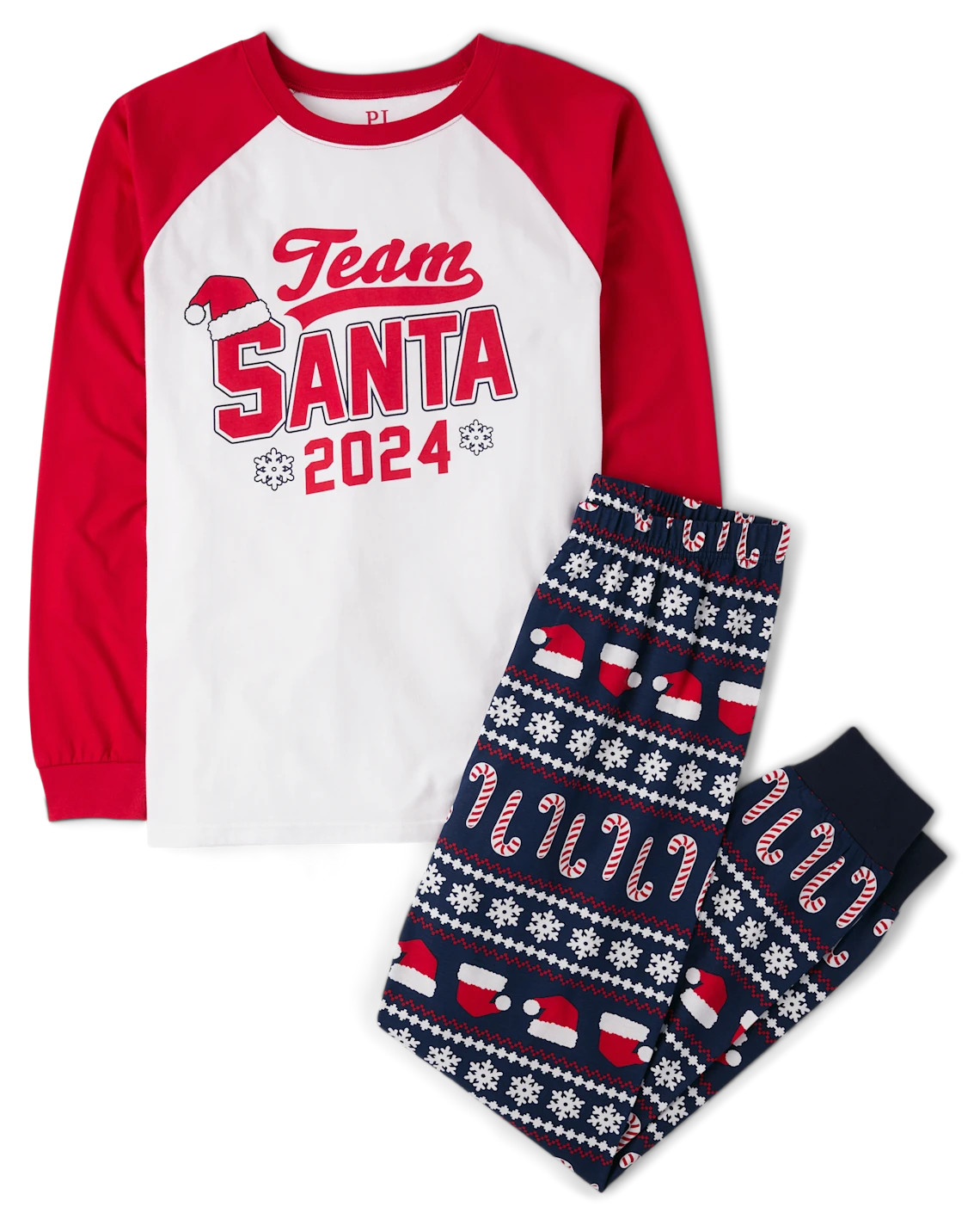 Unisex Adult Matching Family Team Santa 2024 Cotton Pajamas - tidal | The Children's Place
