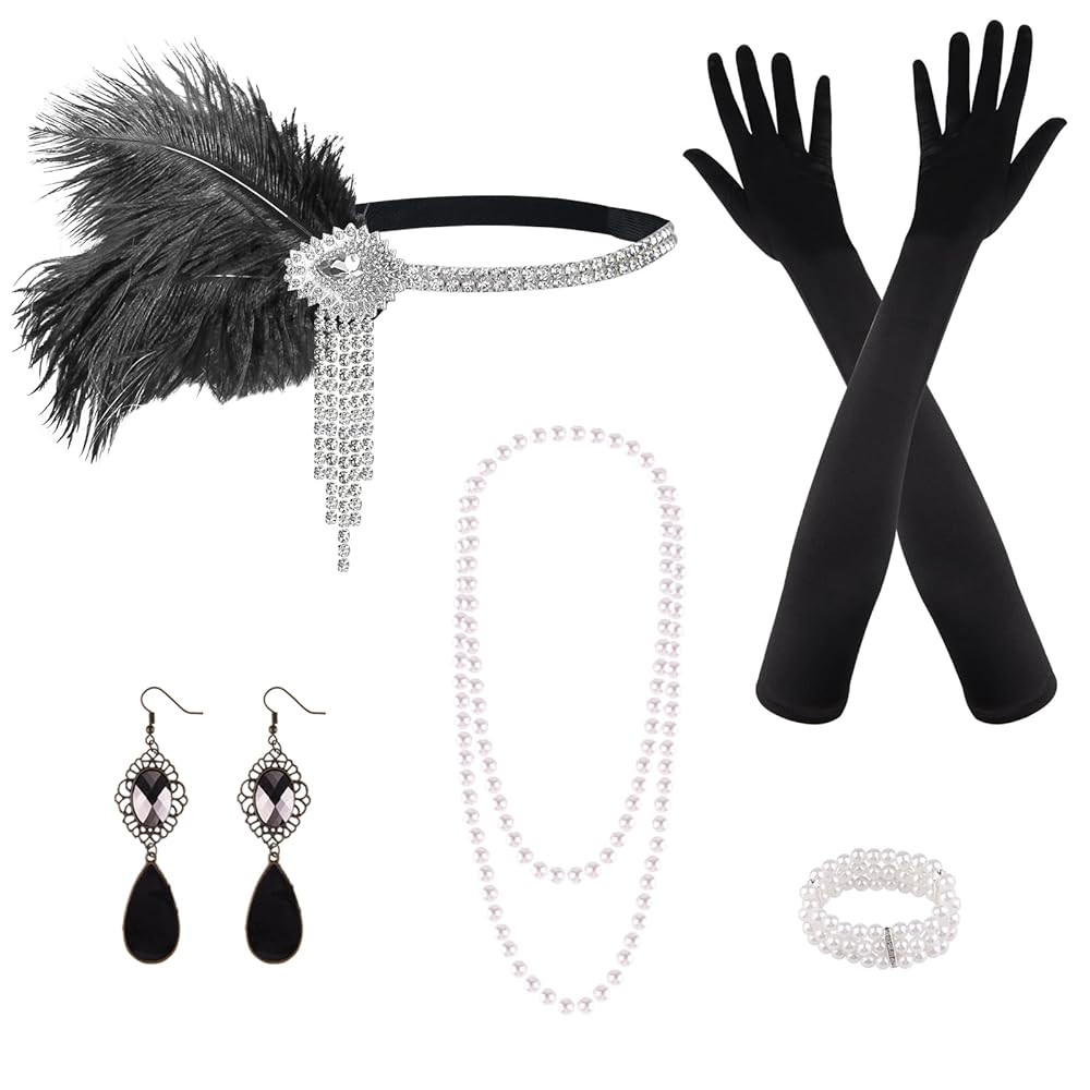 PLULON 1920s Flapper Great Gatsby Accessories Set Fashion Roaring 20's Theme Set | Amazon (US)