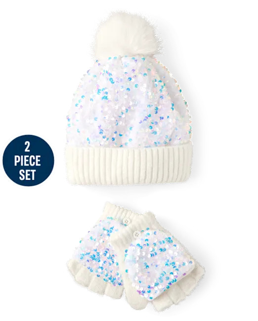 Girls Sequin 2-Piece Cold Weather Set - white | The Children's Place