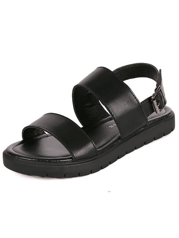 Black Strap Flatform Buckled Sandals | Romwe