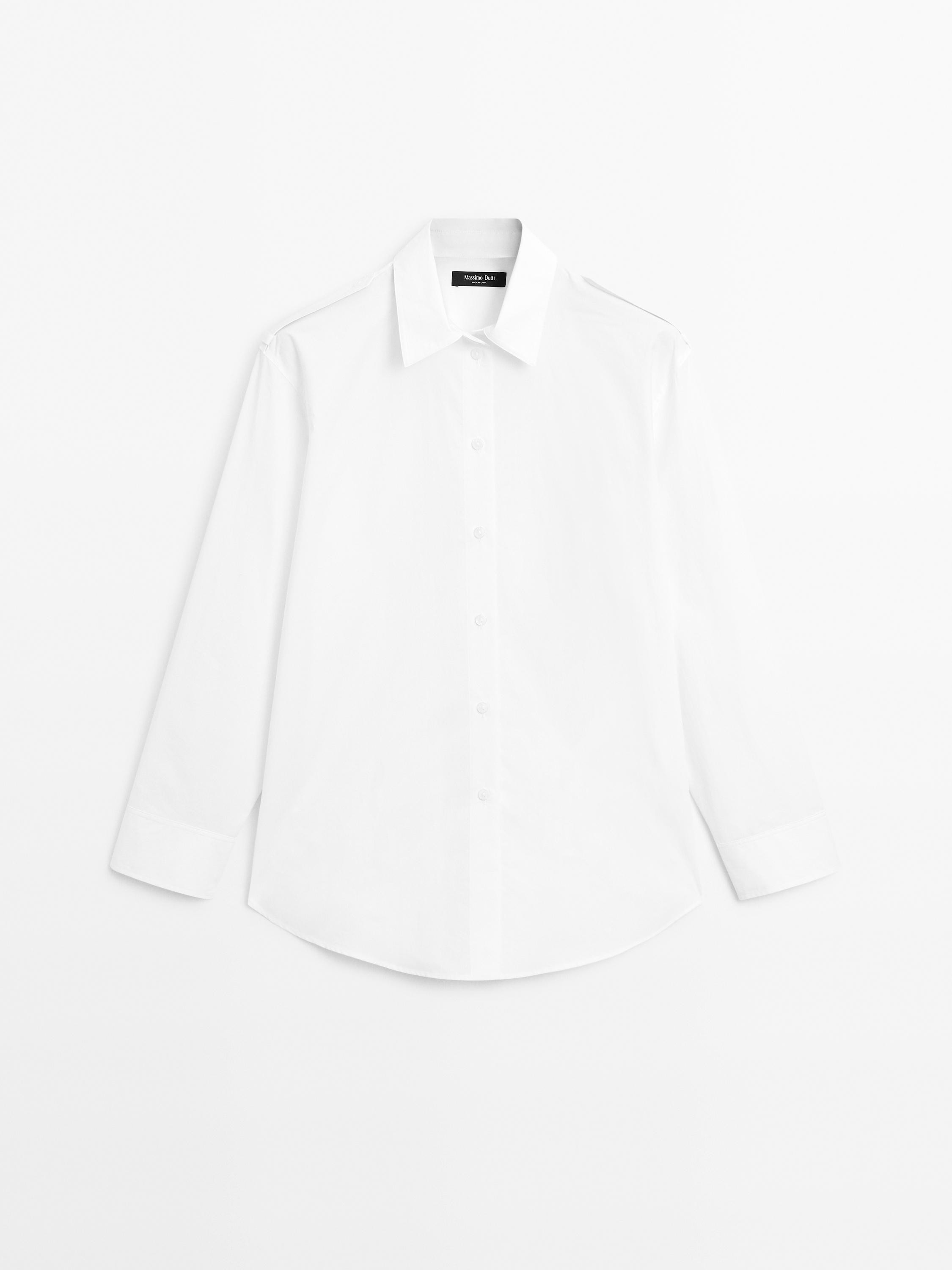 100% cotton poplin shirt with shoulder detail | Massimo Dutti US