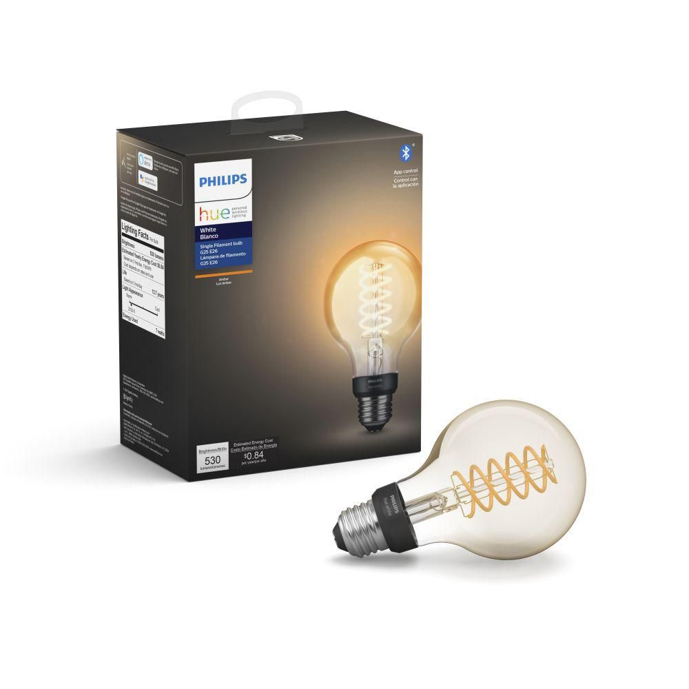 Philips Hue White G25 LED 40W Equivalent Dimmable Wireless Edison Smart Light Bulb with Bluetooth | The Home Depot