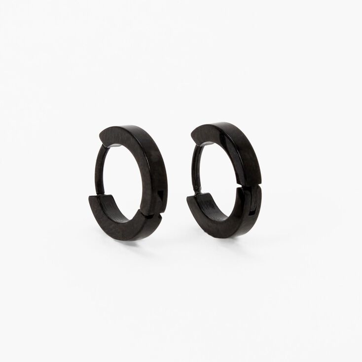 C LUXE by Claire's Black Titanium 7MM Mini Hoop Earrings | Claire's (US)