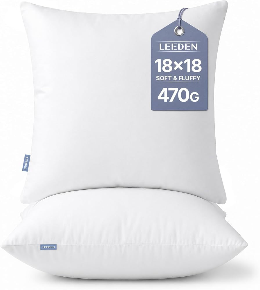 Leeden 18x18 Pillow Inserts Pack of 2, 18 Inch Throw Pillow Inserts, Soft Fluffy Decorative Squar... | Amazon (US)