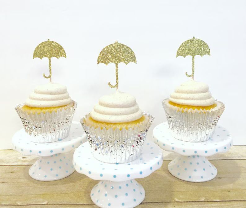 Umbrella Cupcake Toppers / Sprinkled With Love / Baby Sprinkle / Set of 12 - Etsy | Etsy (US)