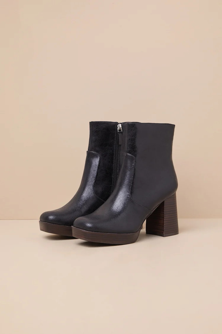 Corbinn Black Platform Ankle Booties | Lulus