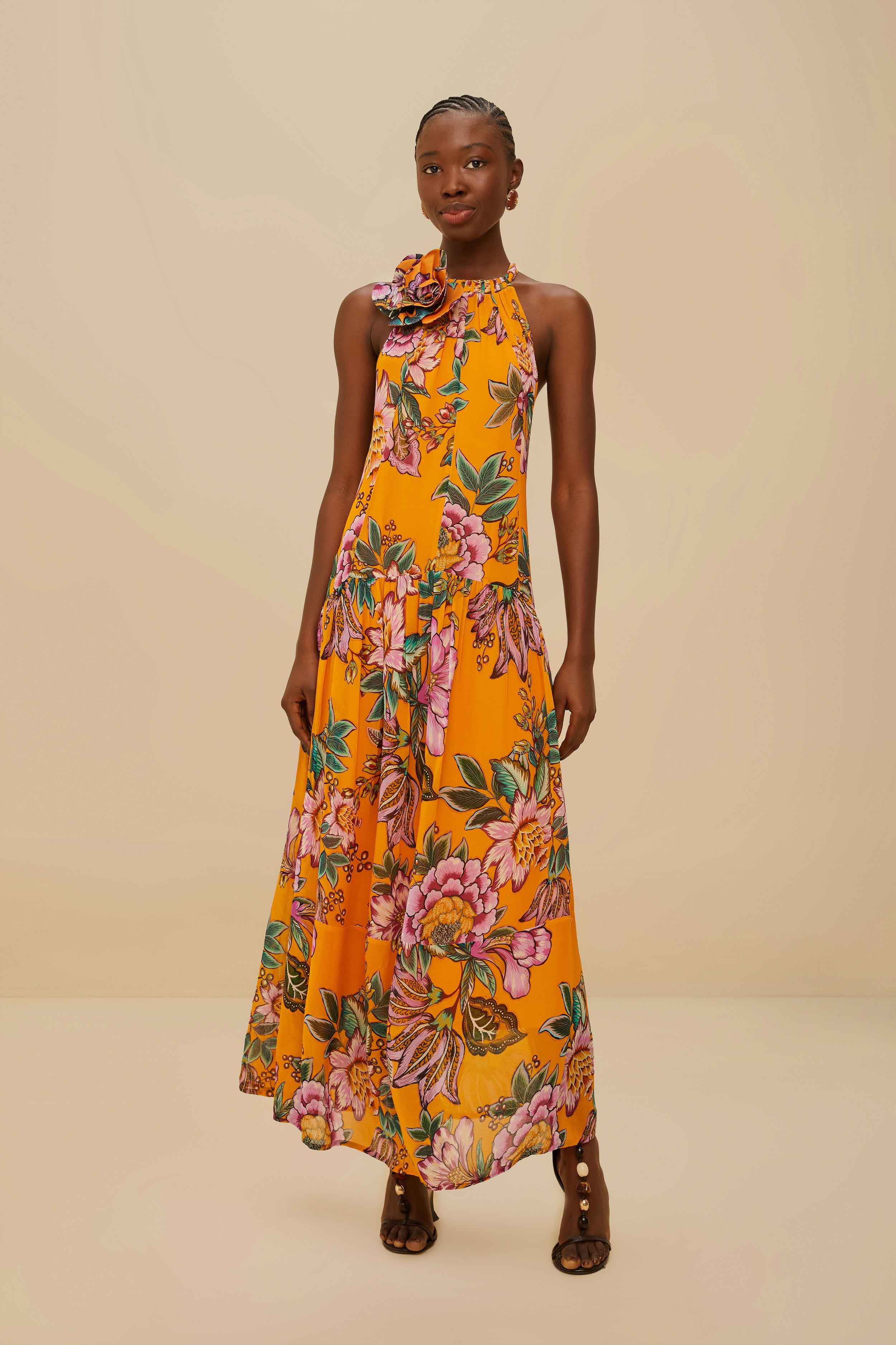 Orange Wonderful Bouquet Maxi Dress | FarmRio (US)