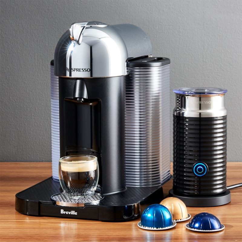 Nespresso by Breville VertuoLine Chrome Coffee and Espresso Machine Maker + Reviews | Crate & Bar... | Crate & Barrel