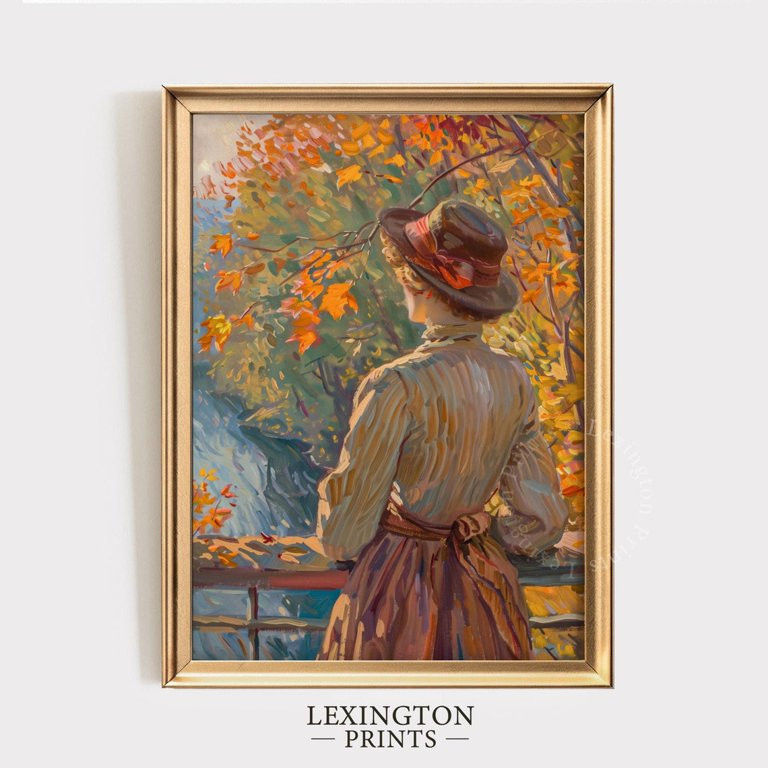Vintage Woman Fall Wall Art, Fall Print Moody Forest Wall Art, Autumn Decor Fall Farmhouse Print ... | Walmart (US)