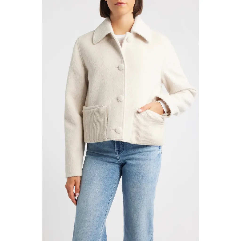 Bernardo Brushed Short Jacket in Cream at Nordstrom Rack, Size Large | Nordstrom Rack