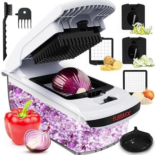 Fullstar Vegetable Chopper - Food Chopper - Onion Chopper - Vegetable Slicer & Spiralizer - Veggie Chopper with Container - Kitchen Gadgets - Home Essentials - Kitchen Accessories (4 in 1, White) | Amazon (US)