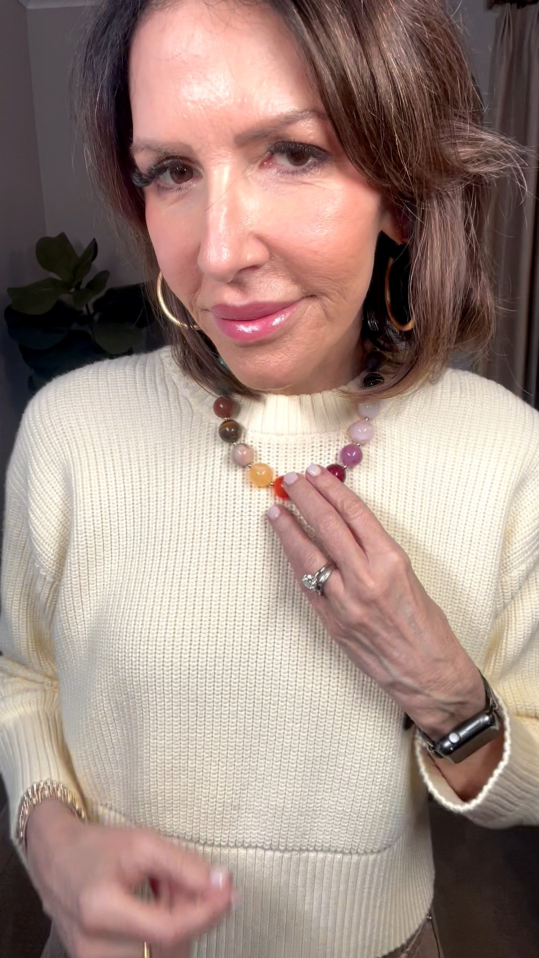 yellow sweater, colorful beaded necklace, over 50 outfits 

#LTKootd #LTKSeasonal #LTKOver40