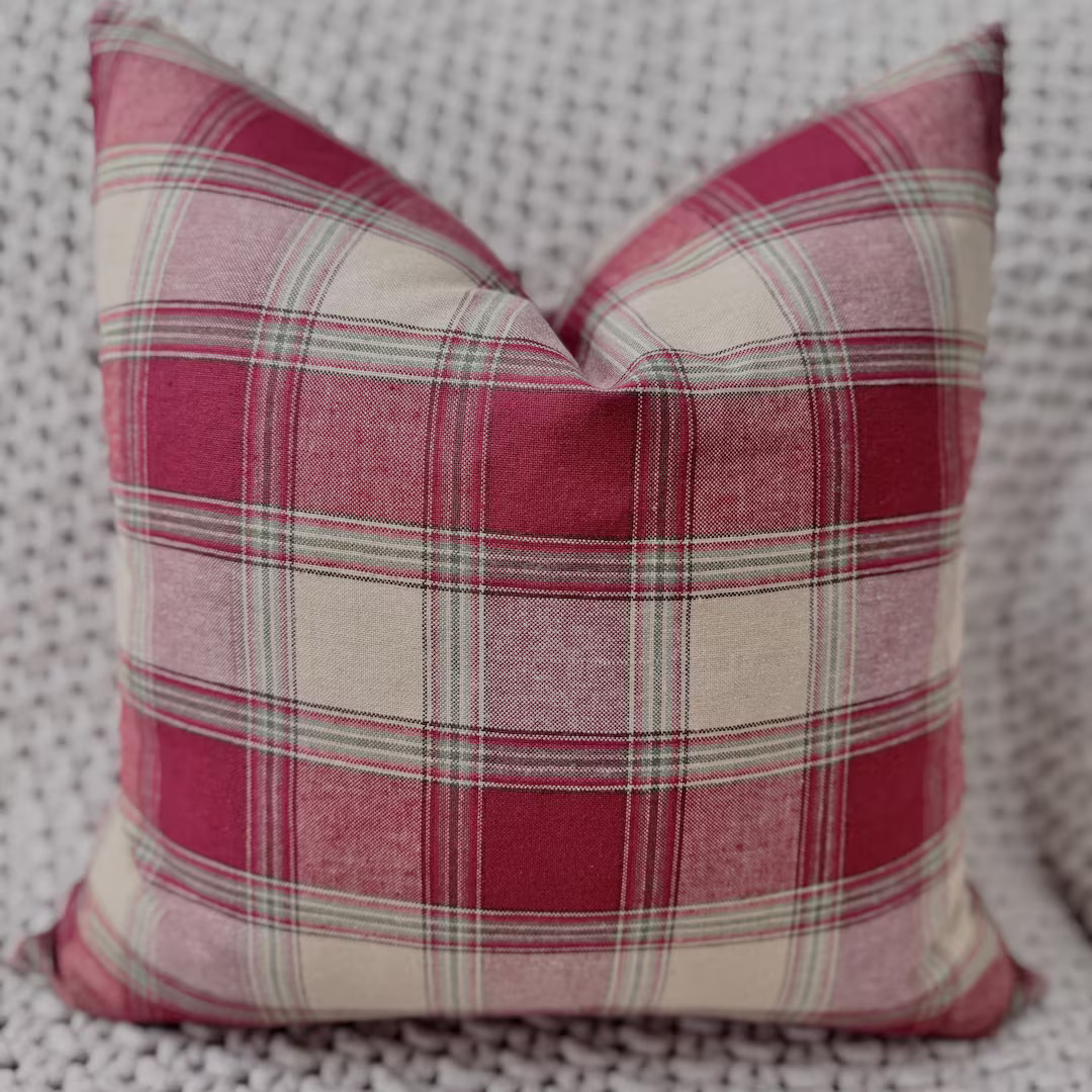 Classic Red Plaid Pillow Cover - Etsy | Etsy (US)